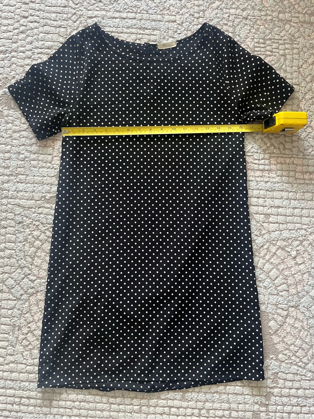 Everly Black Polka Dot Shift Dress | Minimalist French Girl Summer Dress Sz S - Picture 7 of 8